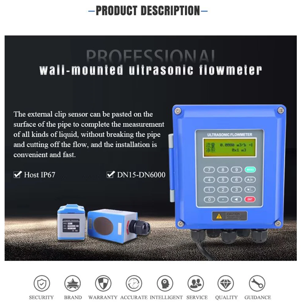 Digital Ultrasonic Flow Meter TUF-2000B DN50-DN700mm TS-2/TM-1 Water Flow Meter RS485 /4~20mA Liquid Sewage Pipeline flow meter water flow meter digital turbine flow meter