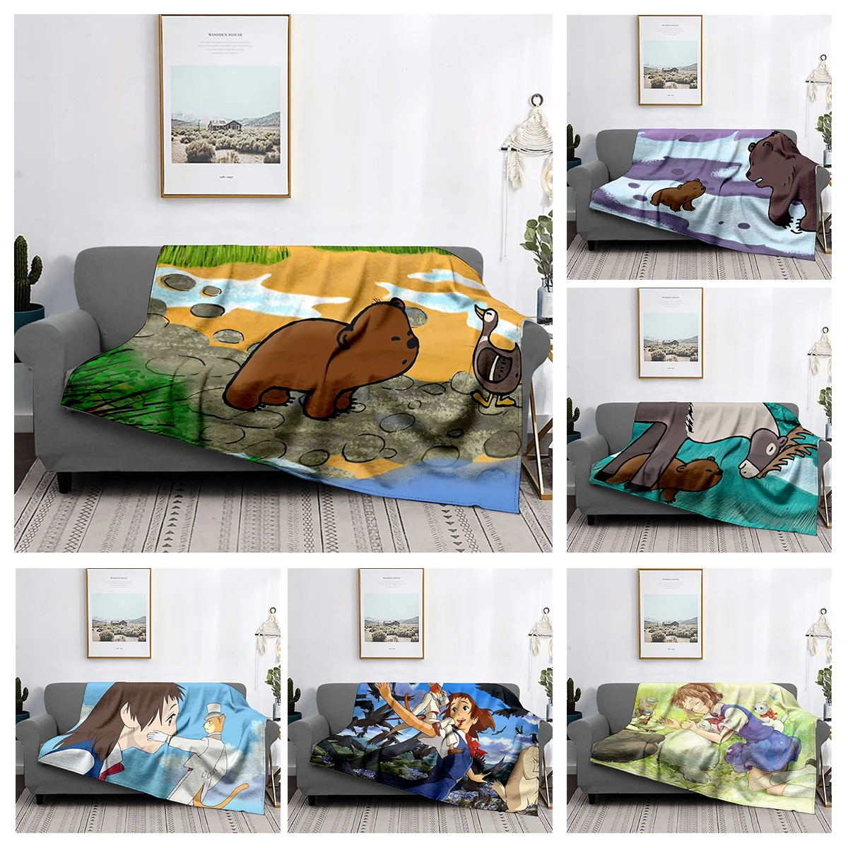 

Home decoration plush Sofa blanket Colorful Animal Bedspread on the bed anime fluffy soft blankets thick blanket for winte