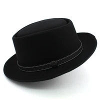 Men Women Woolen Classical Pork Pie Hats Retro Fedora Trilby Sunhat Street Style Caps Party Travel Outdoor Size US 7 1/4 UK L 2