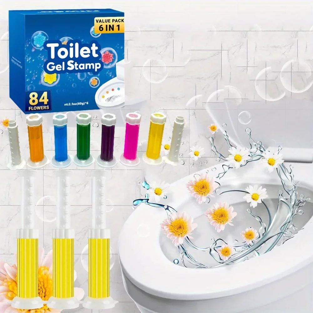 Toilet Cleaner Gel 6pcs in a box toilet cleaner gel, aromatic deodorizing air freshener, floral scented toilet freshener aromatherapy deodorizing