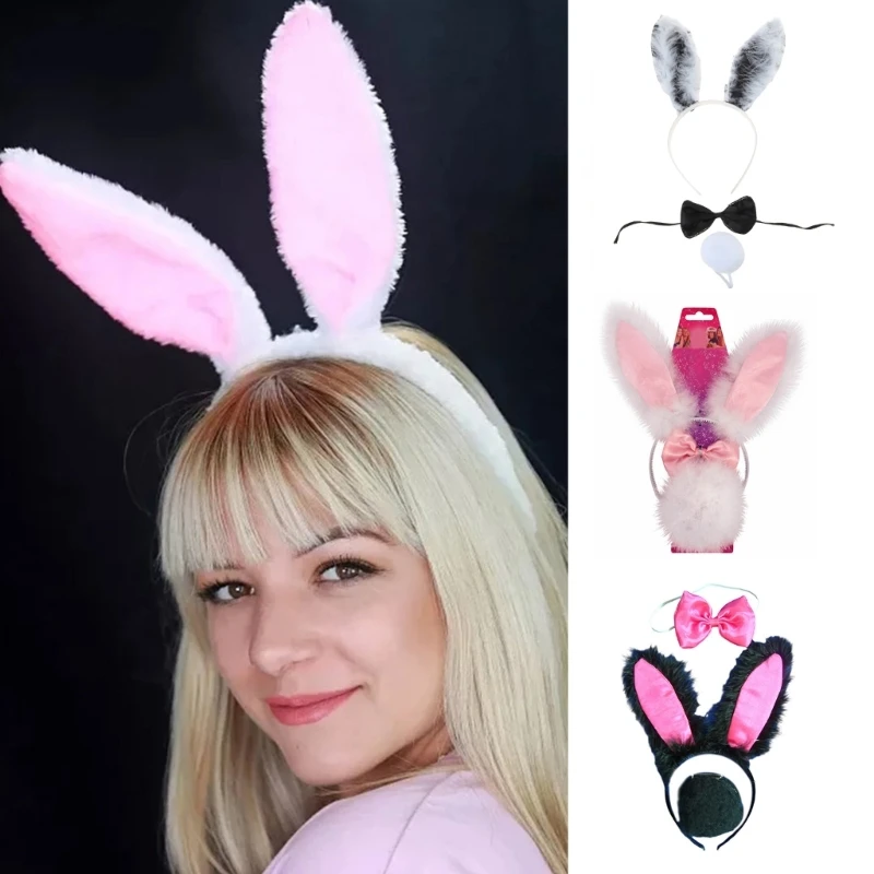

Lovely Plush Ear Headband ComicShow Costume Necktie Women Role Play Headdress Dropshipping