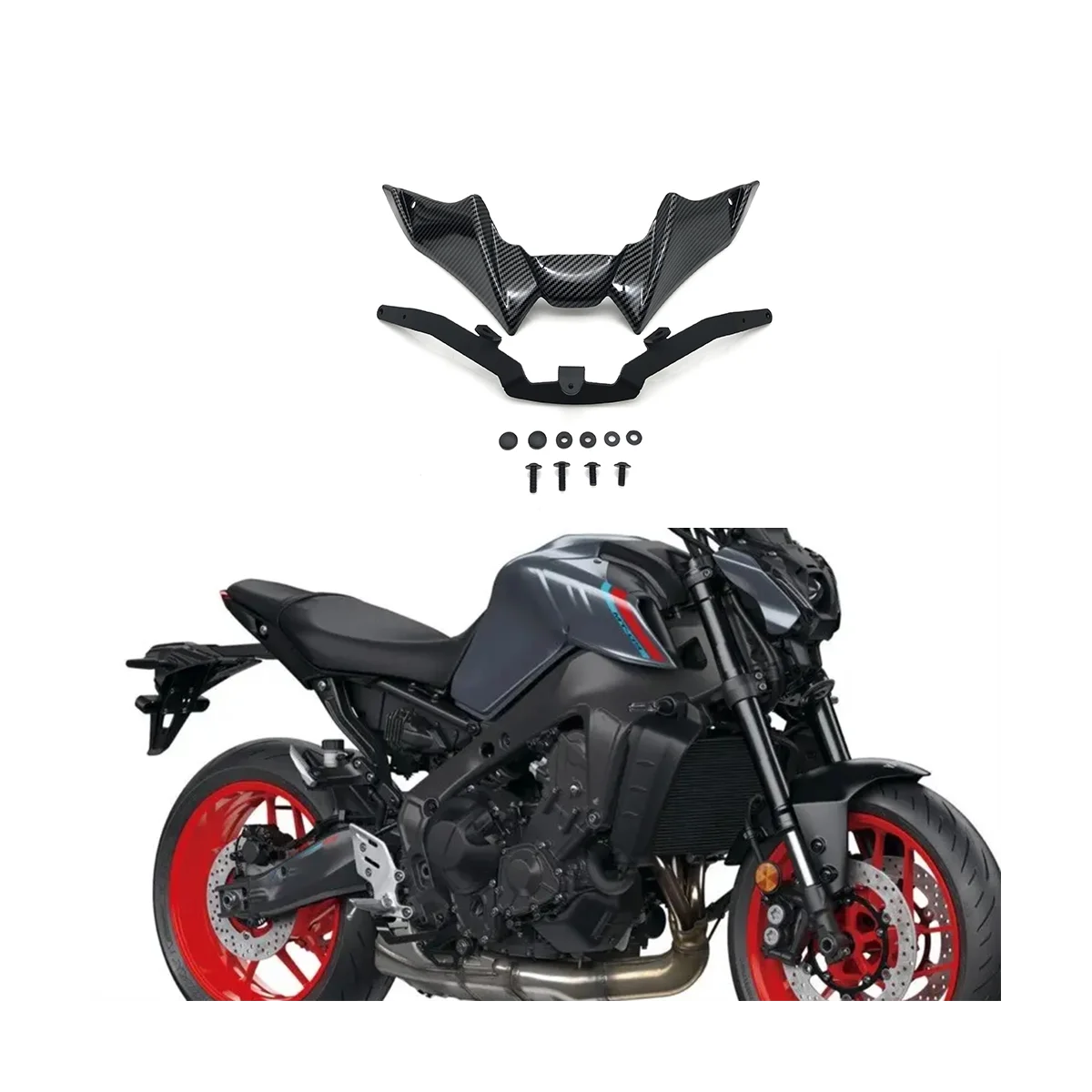 

Motorcycle Front Fairing Aerodynamic Winglet Lower Cover Carbon Fiber Fixed Wind Wing for Mt-09 V3 2021 2022+