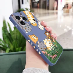 Charming Cat Design Liquid Silicone Phone Case with Soft Cover - iPhone 17 (Light Blue)