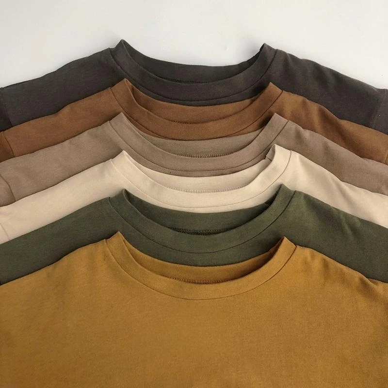 1-7Y الاطفال القطن قميص الصلبة الكرمل القهوة اللون الأطفال 2025 الخريف جديد بنين بنات القطن أنيق طويل الأكمام تي شيرت
