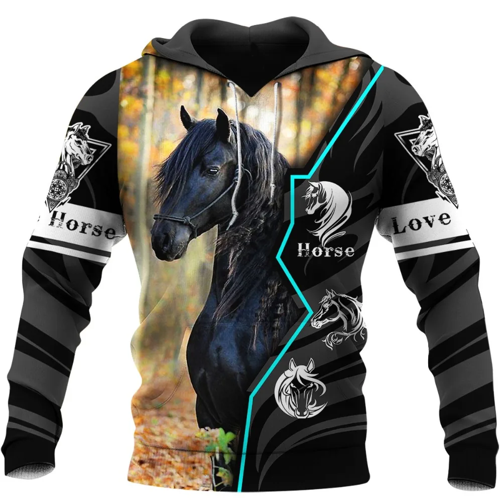 

Sudadera con capucha con estampado 3D de caballo de amor para hombre, ropa de calle Harajuku, chándal informal Unisex, moda de o