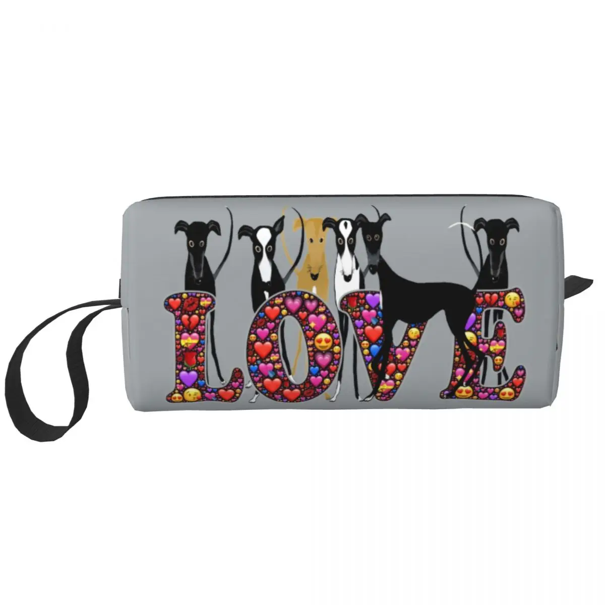 

Love Hounds Toiletry Bag Women Greyhound Whippet Sighthound Dog Makeup Cosmetic Organizer Ladies Beauty Storage Dopp Kit Box
