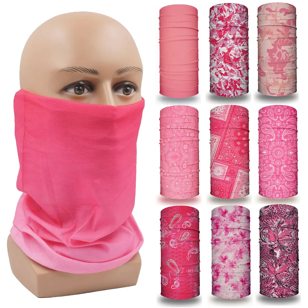 Pink Bandana Face Mask Hiking Bandanna Women Running Camping Yoga Headband Quickdry Neck Gaiter Seamless Tube Cycling Head Scarf wildsurfer skull hiking scarves outdoor cotton bandana running neck scarf cycling balaclava headwear headband fishing mask fj05