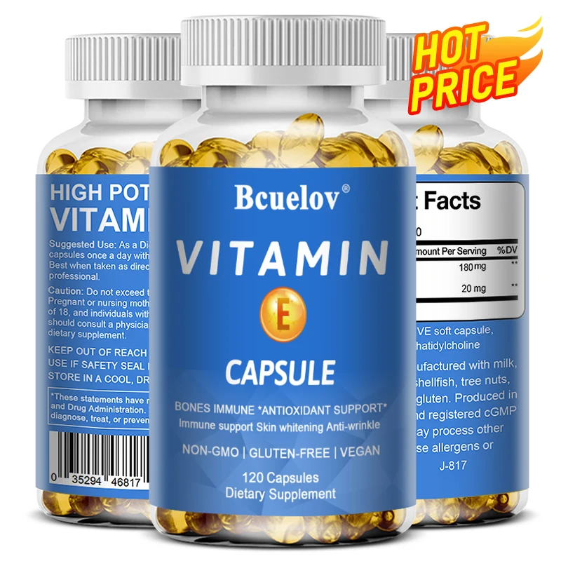 

Vitamin E Capsules | 120/60/30 Softgels | Helps Protect Cells From Oxidative Stress, Non-GMO and Gluten-free Supplement