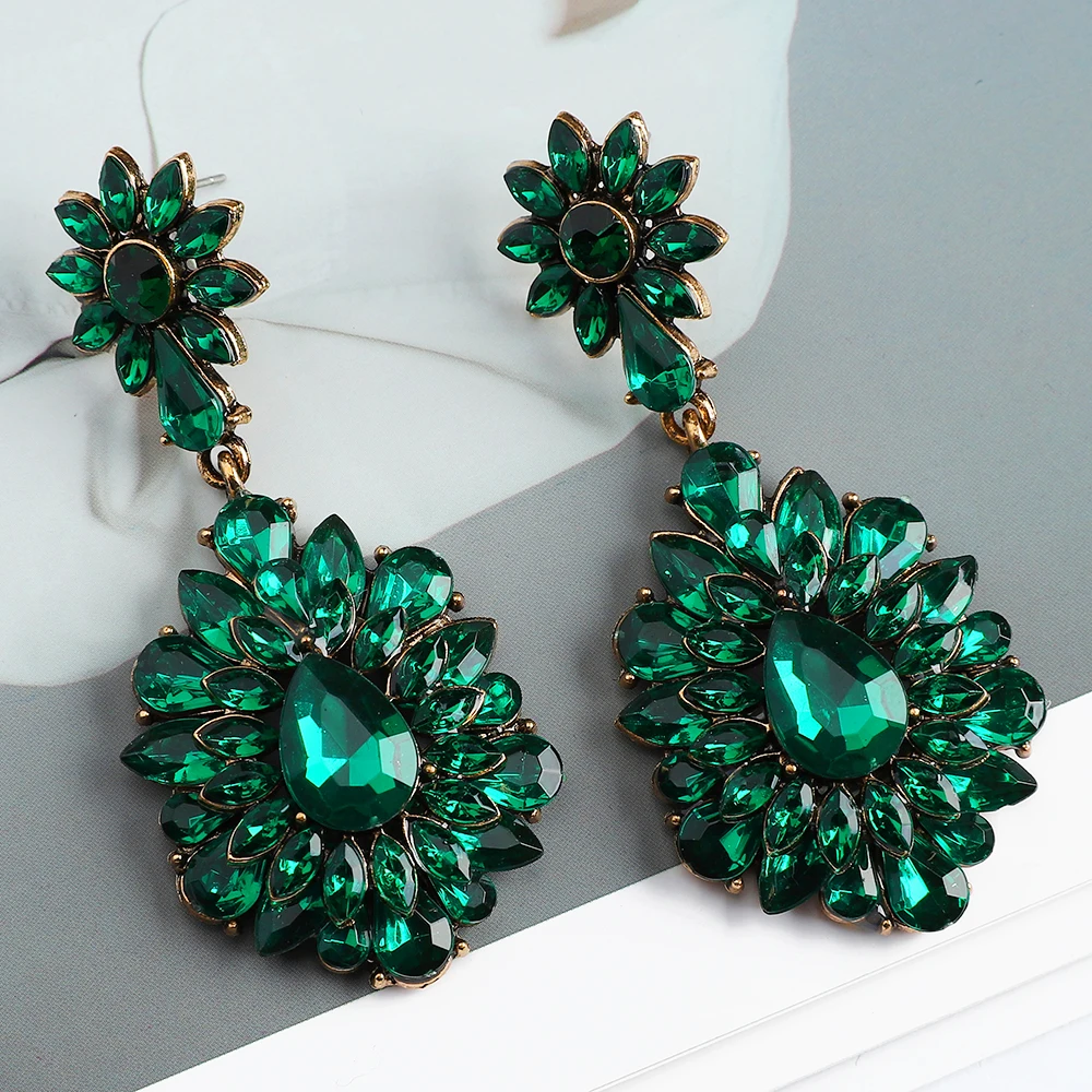 Trendy Wild Crystal Flower Hipster Fashion Earrings