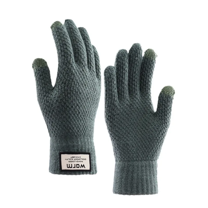 Winter Men Knitted Gloves Touch Screen Thicken Wool Cashmere Solid Business Gloves Autumn Warm Gloves Male Gloves