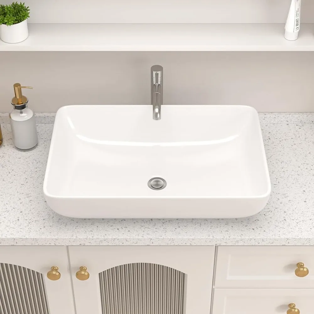 

Bathroom Accessories Bathroom Vessel Sink White Ceramic Porcelain Sink Above Counter Bathroom Sinks Art Sink 23x15 Inches Items