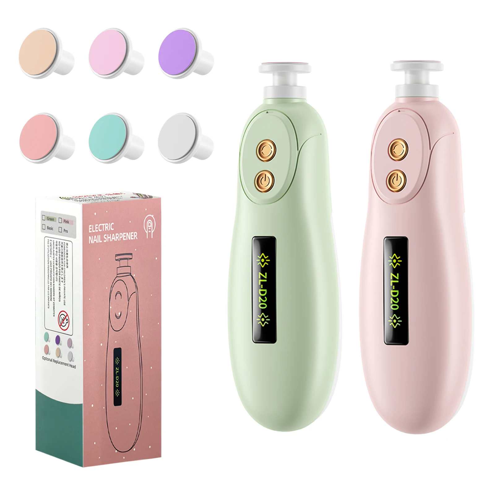 Lima per unghie per bambini Set elettrico per la cura delle unghie per bambini con luce a LED, tagliaunghie per neonati per unghie dei piedi e unghia per neonati/neufanti/adulti