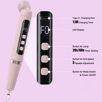 2 in 1Rechargeable Electric Nail Drill Machine  Portable With UV Light LED Nail Lamp,Electric Nail File with UV Light for Nails 2
