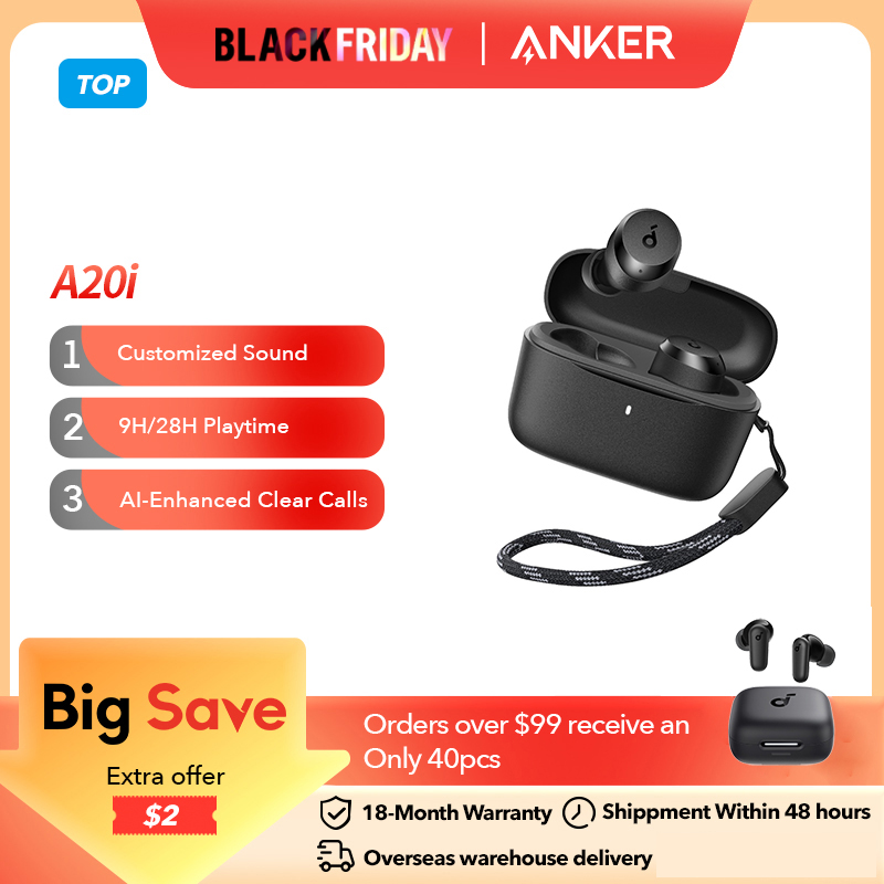 soundcore by Anker A20i True Wireless Earbuds Bluetooth 5.3 soundcore App Customized Sound 28H Long Playtime Water-Resistant