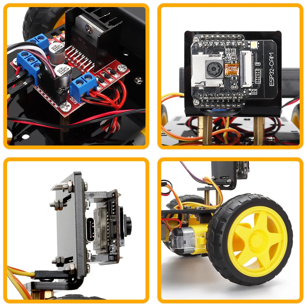 HUAYUXIN 4WD Omni Wheel ESP32-CAM Smart Robot Car Kit, DIY STEM Educational  Programming Robot Starter Kit