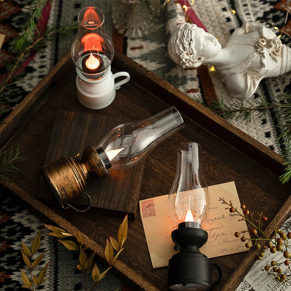 Oil Lamp Retro Flameless LED Rustic Kerosene Lantern Lamp Plastic Retro Oil Lamp Rustic Kerosene Lantern Lamp multiuse Oil - Image 3