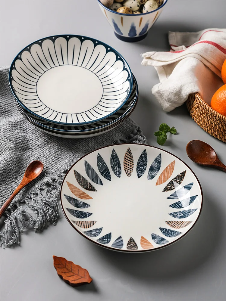 

Japanese Style Dinner Plates, Deep Dish Dishes, Household Ceramic Bowls, and High-end Tableware