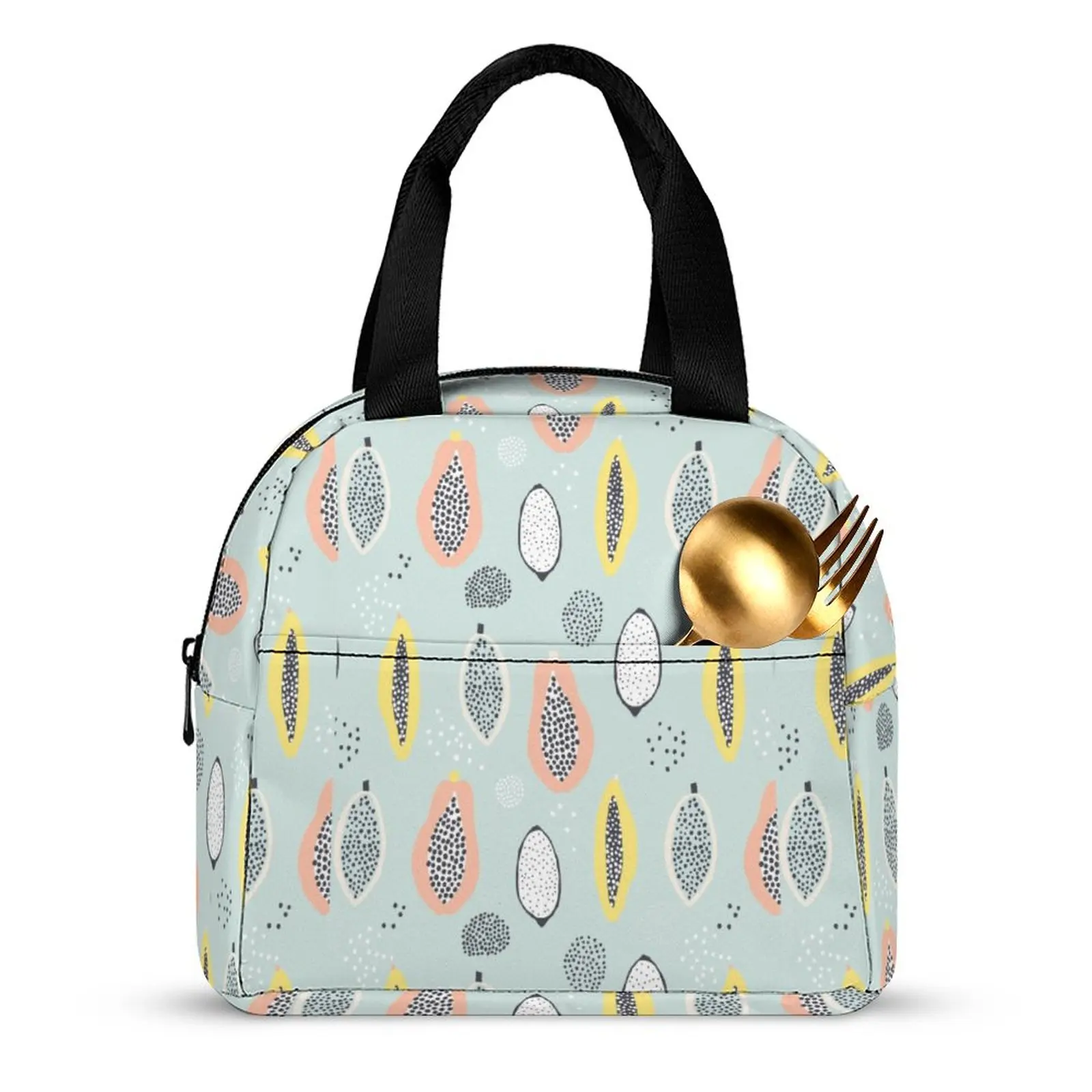 Custom Pattern Tote Lunch Bags for Women Cartoon Tropical Fruit Portable Meal Bag Picnic Travel Breakfast Box Office Work School