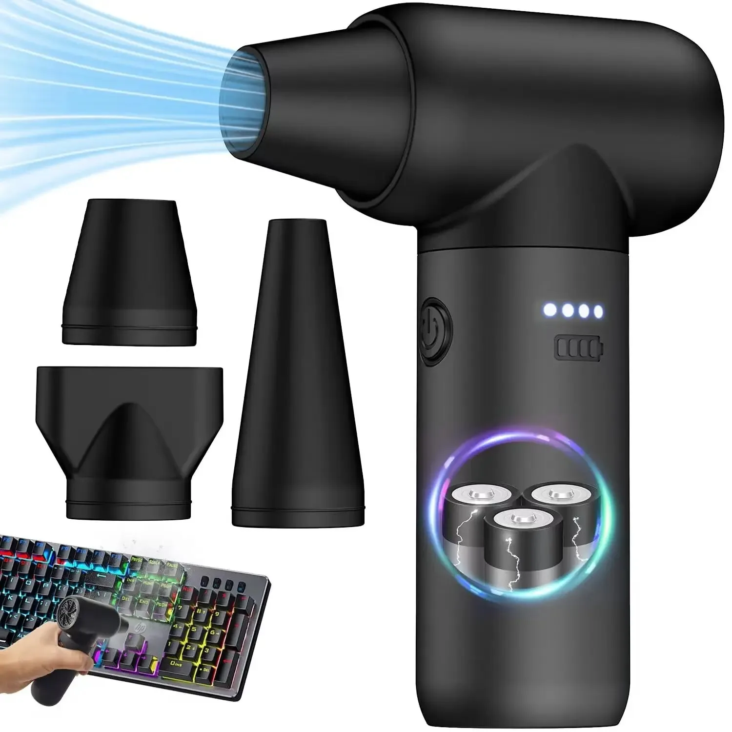 Compressed Air Duster, Leapwell Electric Air Duster 180000 RPM Keyboard Cleaner Mini Blower for Computer Cordless Duster