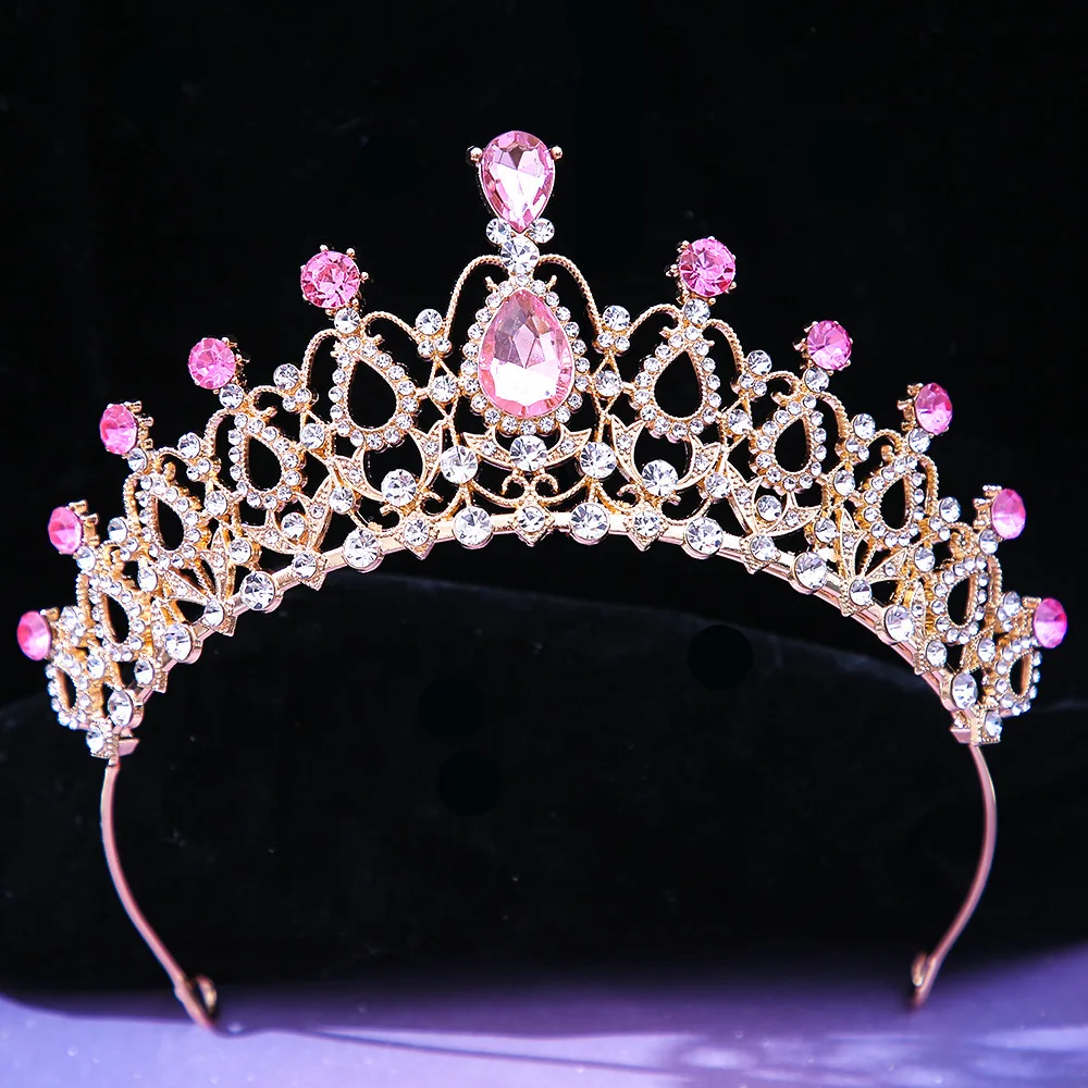 Oris Big Crown Bronze Tiara Corona Alta 19.5 Cm Con Cristalli - Per Sposa,  Regina, Principessa, Donna Accessorio Festa A Tema Regale, image size:1000x1000