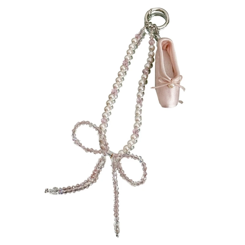 

Fast Reach Pointe Shoes Phone Chain Keychain Anti Lost Wrist Strap Elegant Phone Lanyard Beaded Chain Glaze