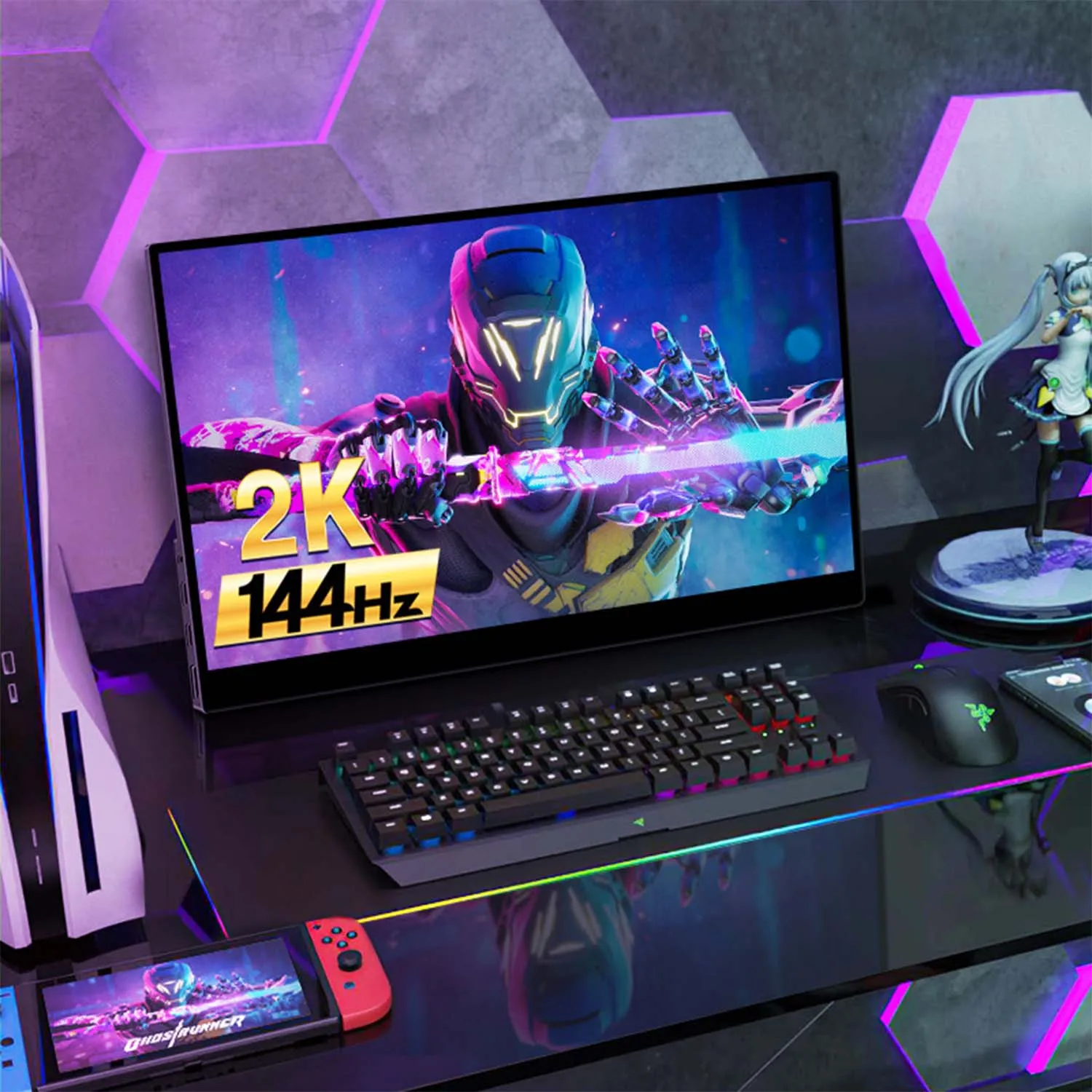 ޴  17.3 ġ 2K 144HZ 2560X1440 USB C Ʈ  100% sRGB ͽٴ, PC Mac PS4/5 ȭ