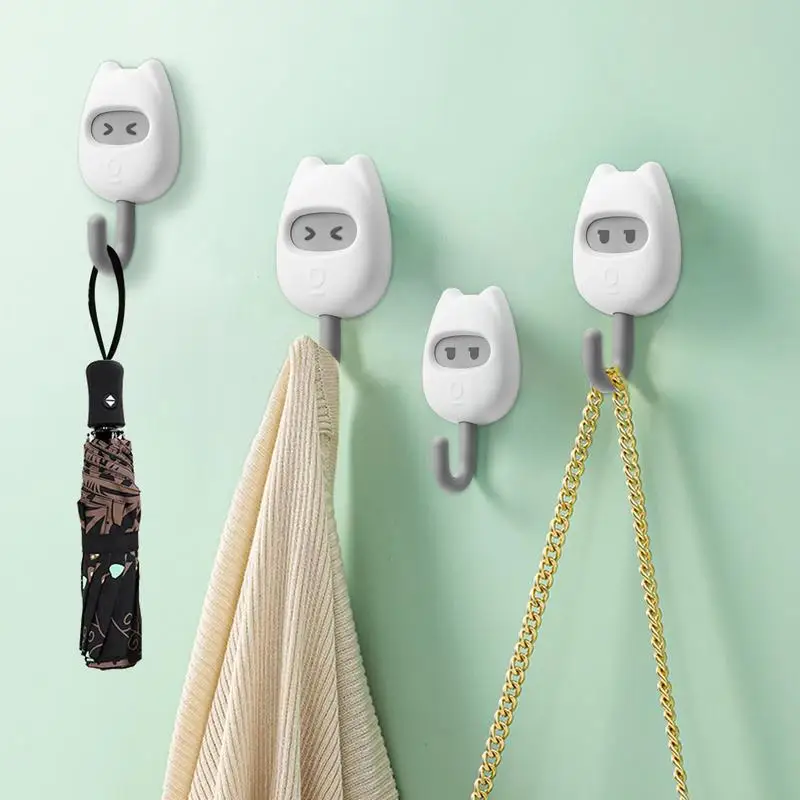 Adhesive Wall Hooks For Hats Cartoon Adhesive Kitchen Wall Hooks Decorative No Drilling Towel Hat Bag Hanger For Home Storage