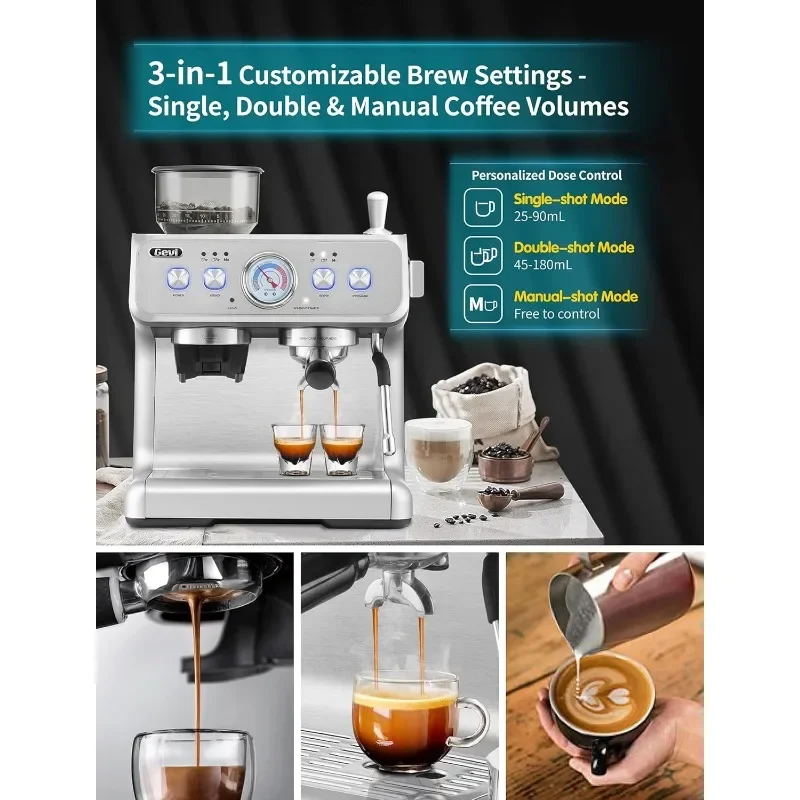 Gevi Espresso Machine 20 Bar With Grinder & Steam Wand – All in One Espresso Maker & Espresso Machine with Grinder for Home 5