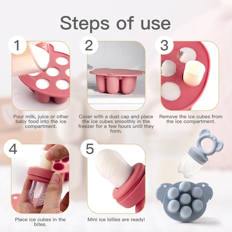 Baby Fruit Feeder Food Grade Silica Gel Pacifier Silicone Teething Nipple Feeding Grind Fruits Vegetable for Baby's Meal Feeding 5