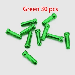 Vibrant Aluminum Alloy Bicycle Brake Shifter Cable End Caps - Multi-Pack (Green 30pcs)