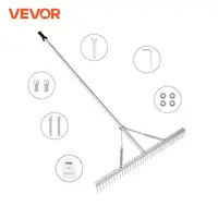 VEVOR Landscape Rake 36" Head Aluminum Landscape Rake Lake Weed Rake with 75" Long Handle for Lawn Care Weeding Lake Garden 1