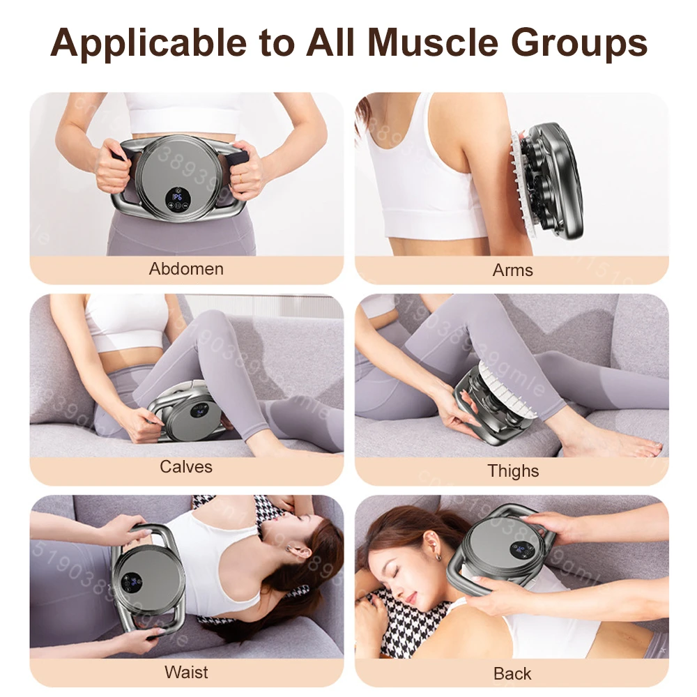 Electric Fascia Gun Back Waist Massage High Frequency Body Massager 6-Head Muscle Massager Gun Fat Removal Machine Relax Shaping
