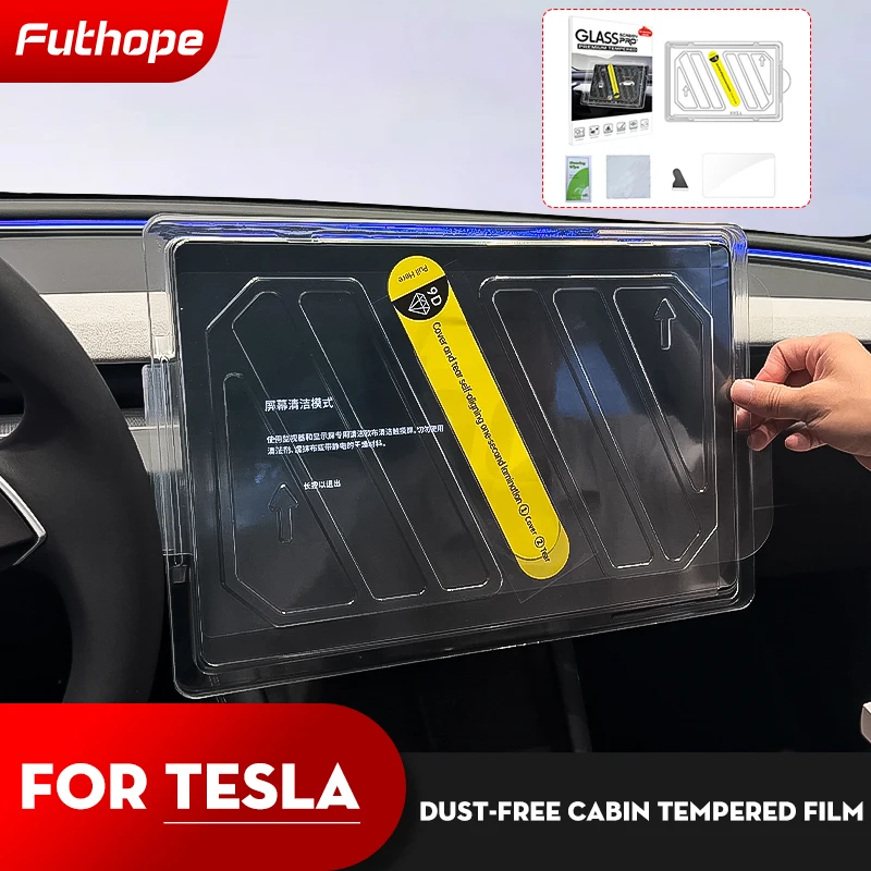 Futhope Tempered Glass Screen Protector For Tesla Model 3 Highland Y 2021-2024 Matte Glare HD Center Control Film Protection
