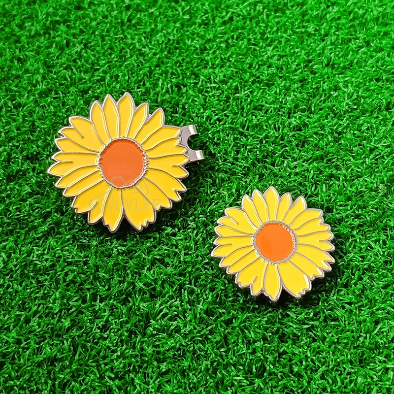 Removable Yellow Flower Pattern Golf Cap Clip With Small Flower Magnetic Marker For Girls Women Gift Golf Accessories