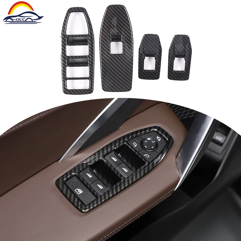 

Carbon Fiber Style Car Window Glass Lifting Buttons Frame Decoration Cover Trim For BMW X1 U11 2023-2024 Interior Accessories
