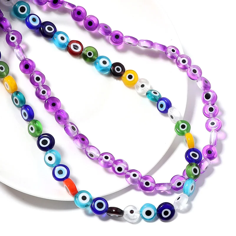 NBEADS 90 pz di perline con occhio malvagio, perline piatte rotonde per Braccialetti Fai-da-Te Collana di Gioielli