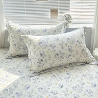100% Cotton Bed Sheet Fitted Sheet with Pillowcase Elastic Bands Non Slip Adjustable Mattress Cover for Double King Queen Bed 2