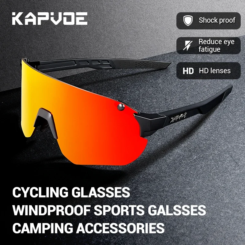 Kapvoe Photochromic Lightweight Cycling Glasses Men Rimless Sunglasses Road Bicycle MTB Bike Riding Sports Women Eyewear UV400