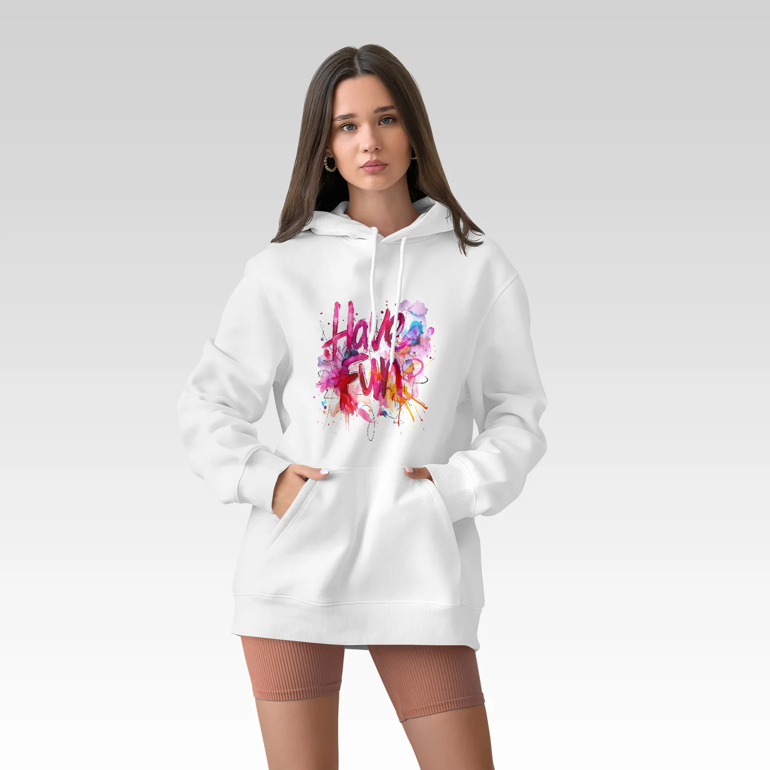 Fseonihk American White Hoodie Jacket for Women's 2024 Spring and Autumn New Print Lazy Style Versatile Top Y2k Sudaderas Hoodie