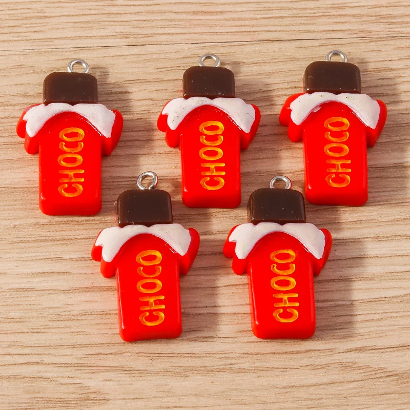 Tusember 10 Stück Cartoon-Harz-Schokoladen-Charms für die Schmuckherstellung, simuliertes Essen, Anhänger, DIY, Ohrringe, Halskette, Zubehör, Basteln