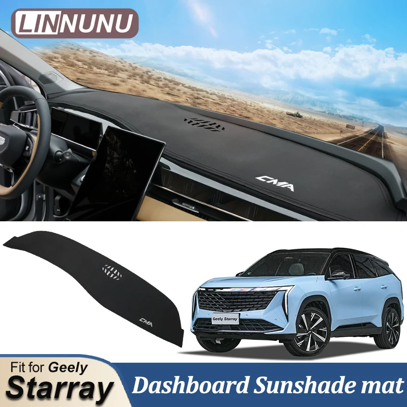 

LINNUNU Fit for Geely Boyue L Atlas 2023 Starray Accessories Car Instrument Leather Dashboard Anti Light Shield Sunshade Mat