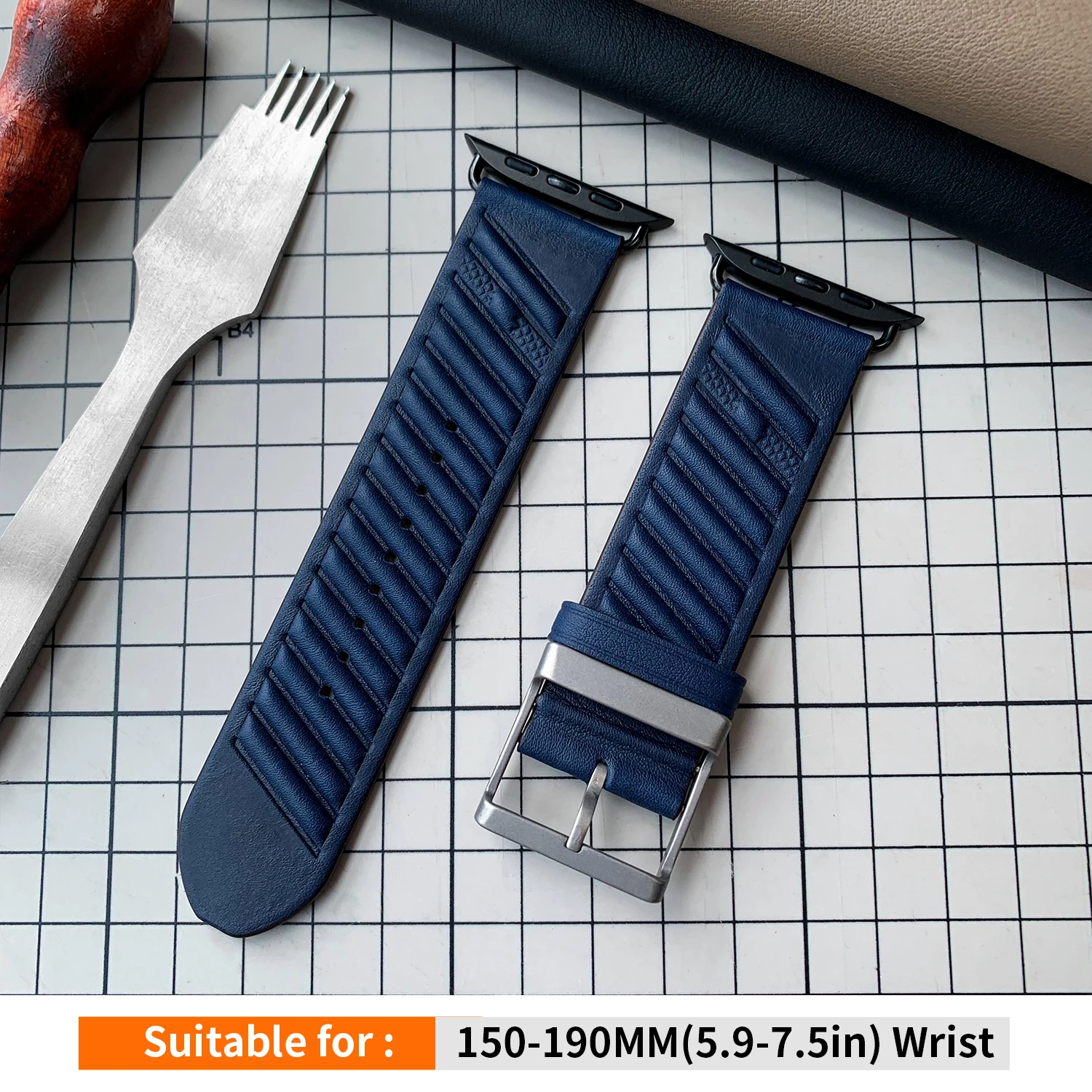 Kebitt Swift Midnight Blue Leather Watch Band Strap