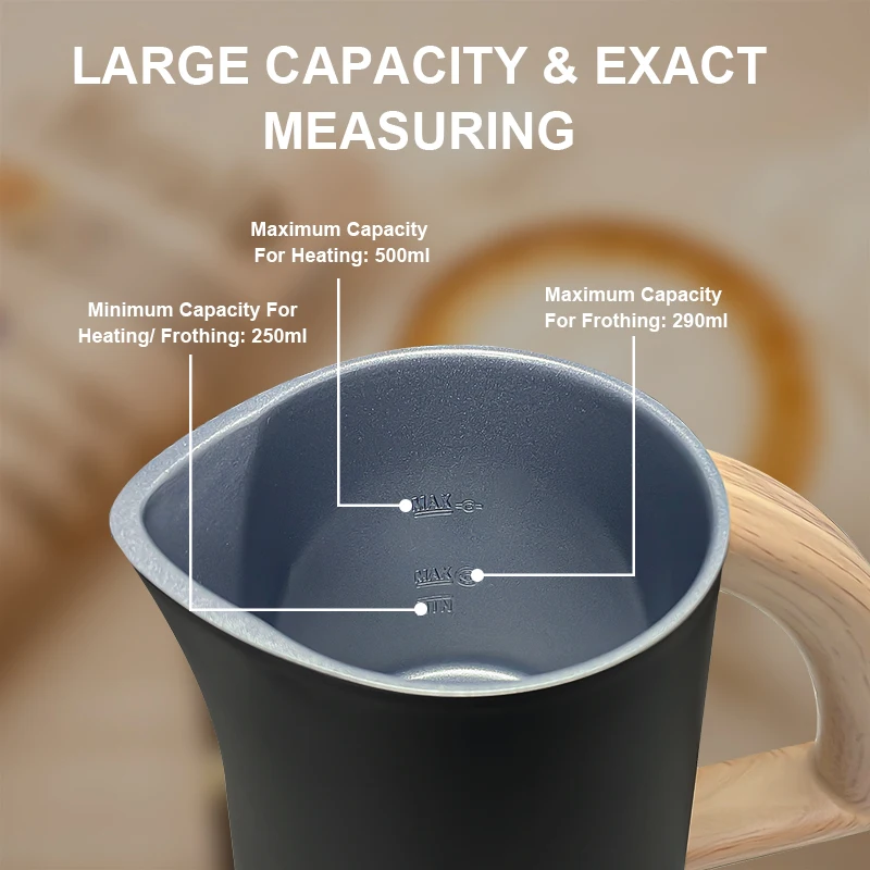 SUBADA Electric Automatic Milk Frother Foamer & Heater Coffee Latte Cappuccino 4 Settings Cold Airy Milk Dense Foam Warm Milk 4