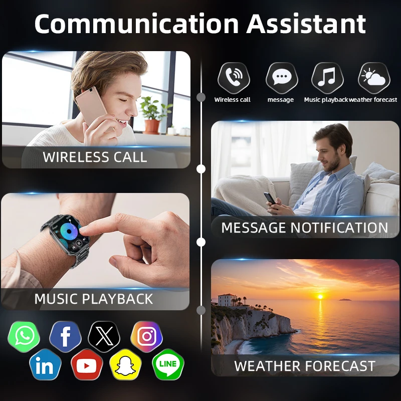 LIGE Smart Watch Men Women Flashlight 2.01” HD Display AI Voice Bluetooth Call Sports Watches Health Monitor Smartwatch Men New