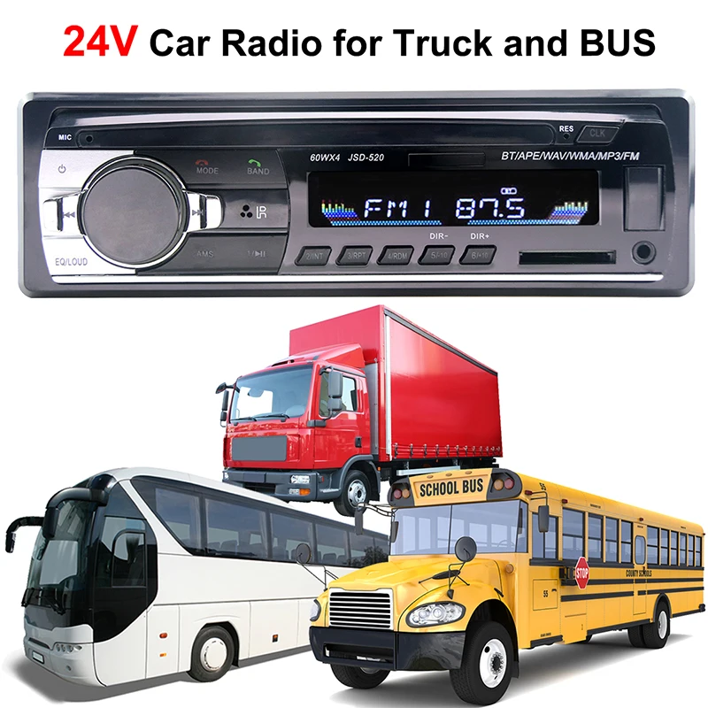 Car MP3 Player 24V Bluetooth Handsfree Car Audio Stereo In-dash FM Aux Input Receiver SD USB MMC WMA Autoradio