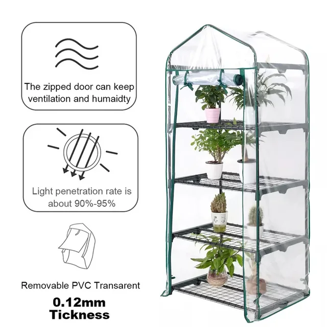 4 Réteg Mini Pvc Borító Üvegházhatású Állványok Hordozható Kerti Ház Kültéri Beltéri Növekedéshez - Image 4