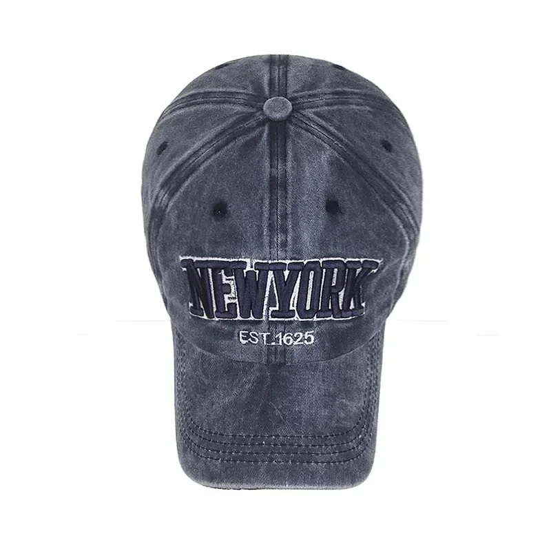 New York gewaschene Baumwolle Baseball mützen für Frauen Männer Retro Brief Stickerei Hysterese nhüte Sonnenblenden Hip Hop Papa Hut Casque tte – Detail 8