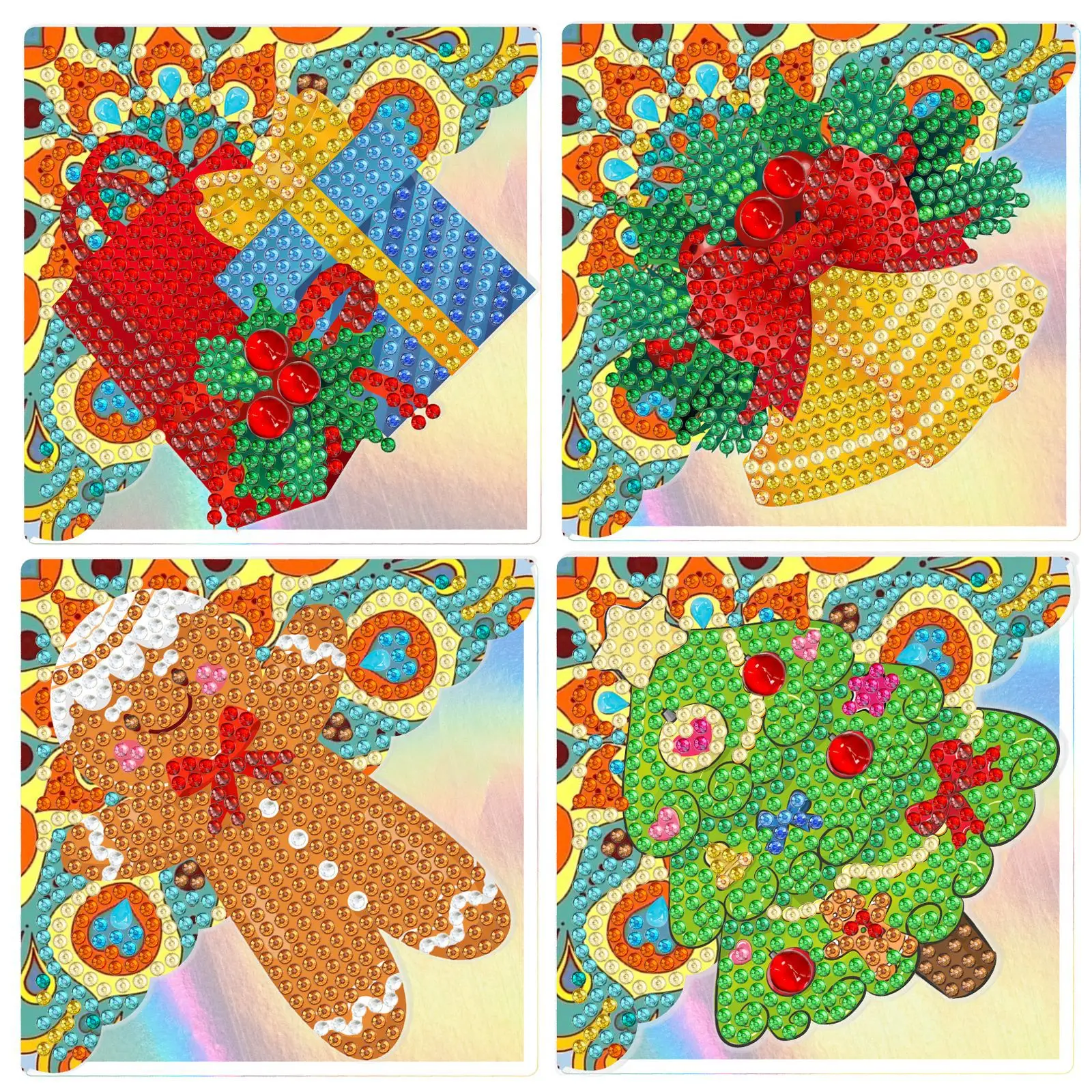 Christmas Socks Bookmark Diamond Painting Kit - Pigpigboss 4 Pack Bookmark Dimaond Painting Art Crystal Christmas Bell Bookmark Diamond Painting Set Christams Book Decor For Adult (21 X 6 Cm