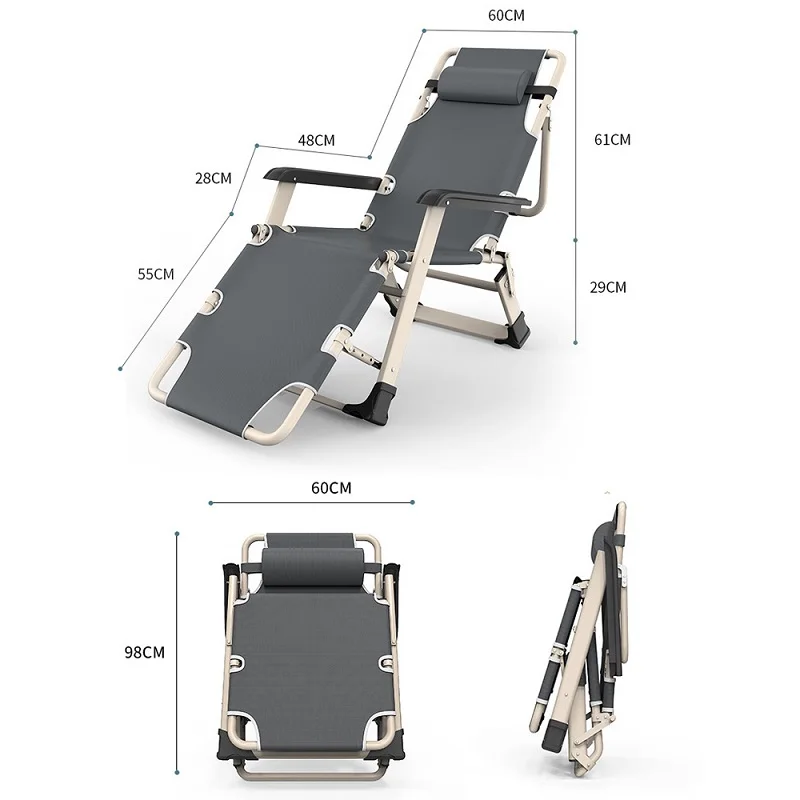 Support bar siesta nap lounge chair back rest lounger leisure folding chair portable family camp bed Recliner with arm rest