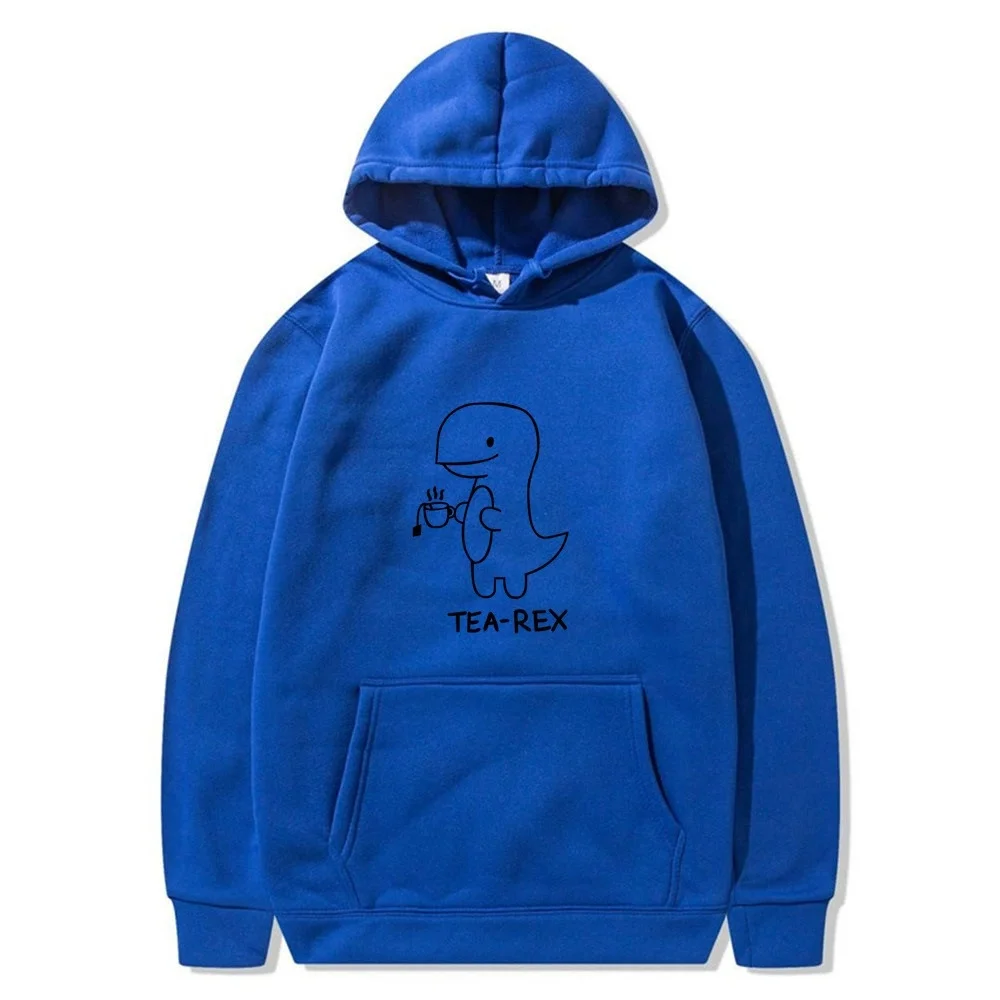 Tea Rex Dinosaur Coffee Print Casual Hoodie for Men - Spring and Autumn Collection